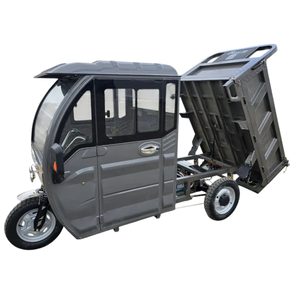 Грузовой электротрицикл Yasmand Гидравлика С900 Кабина 60V32Ah Серый 13